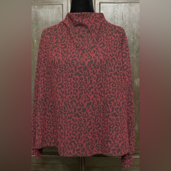 Ellen Tracy blk/burgundy flannel oversized top- size Xlarge - Picture 3 of 10